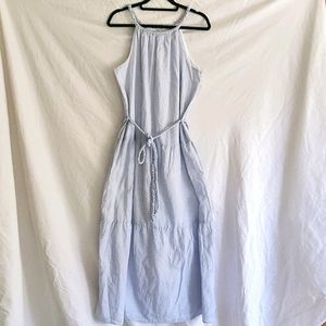 Japna Cotton Blue and White Tiered Maxi Dress